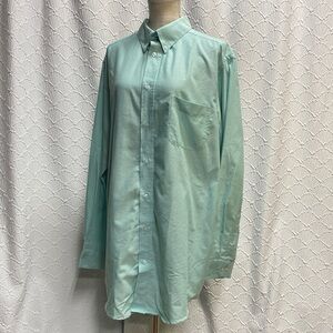 KS Signature Size 17 1/2 Tall Men's Aqua Casual long sleeve Button-Down Shirt